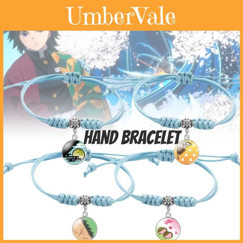 Lebhaftes Seeblaues Demon Slayer Anime Armband mit Charme aus gemischten Materialien
