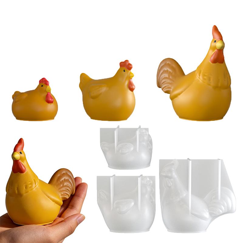 3D Chicken Candle Silicone Mold Cute Chicken Crafts Plaster Resin Cement Mould Diy Animal Soap Making Tool For Easter Home Decor