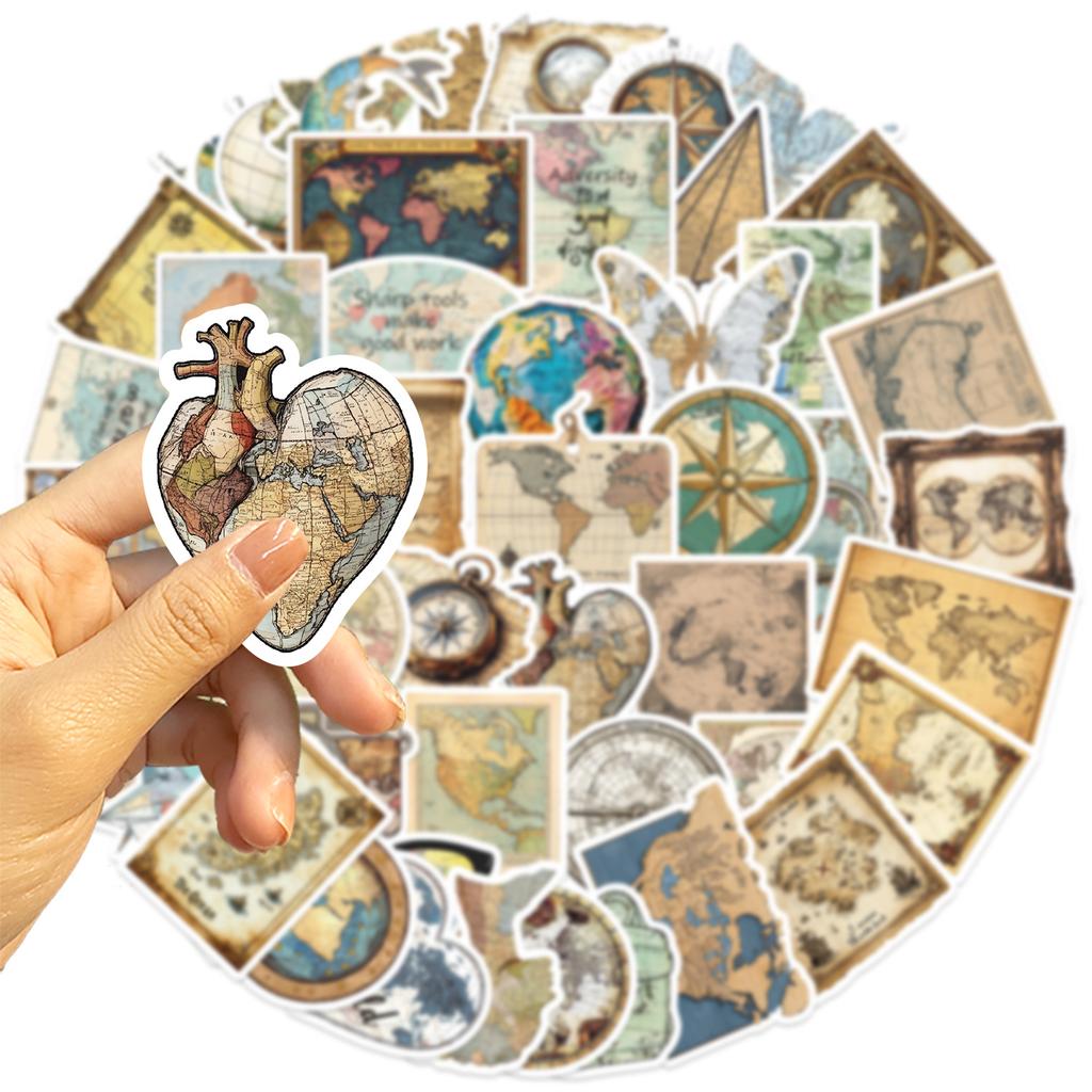 50 Мультяшных Ретро Наклеек Граффити с Картами Декоративные для Гитары Ноутбука Чемодана DIY Водонепроницаемые