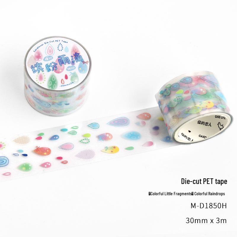 Colorful Die-cut PET Tape: Hand-drawn Illustration, Waterproof Case, Journal & Collage Decoration.