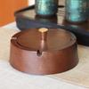 Square / Circle Natural Wood Ashtray With Lid Fireproof Iron Core Compact Size Suitable For Tea Tables And Desks Ash Tray Home