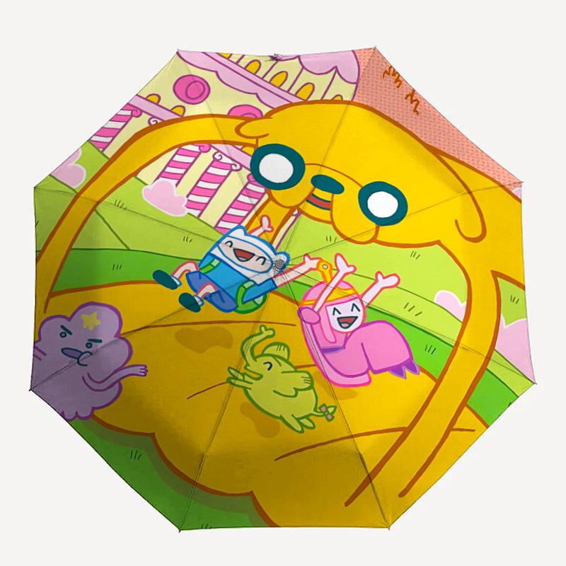 

1pc Adventure Time Characters Automatic Umbrella 8 Rib Portable Folding Black Iron Frame for Outdoor, Beach, Travel, Beach Umbrella 161