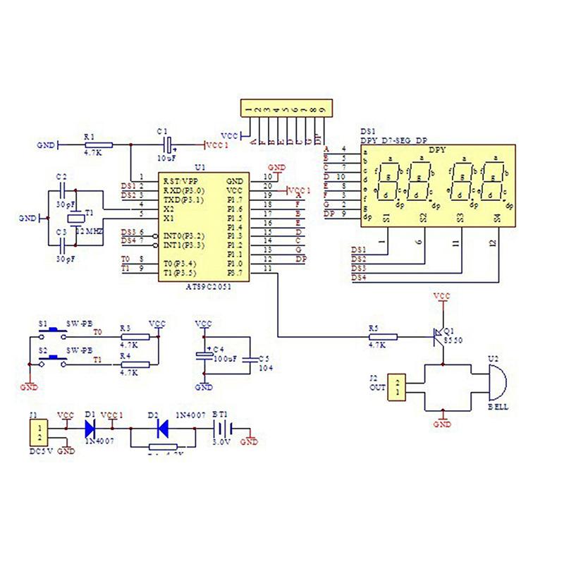 AT89C2051 Digital LED Display 4 Bits Electronic Clock Electronic Production Suite DIY Kit DC3.7V-5.5V Four-digit Clock Kit