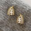 French Pearl & Zircon Earrings: Women's Light Luxury Lace Edged Studs, Hoops, and Clips.