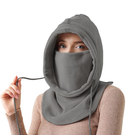 

Face Cover Hat Strong Thermal Insulation Windproof Fadeless 360-Degrees Wrap Anti-static Hooded Face Cover Outdoor Sports Accessory темно-серого