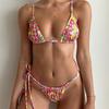2024 Stylish European & American Bandage Split Swimsuit - Women's New Sexy Print Bikini
