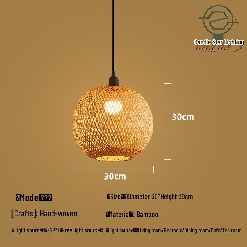 Zen Style Bamboo Rattan Pendant Light for Tea Rooms and Restaurants