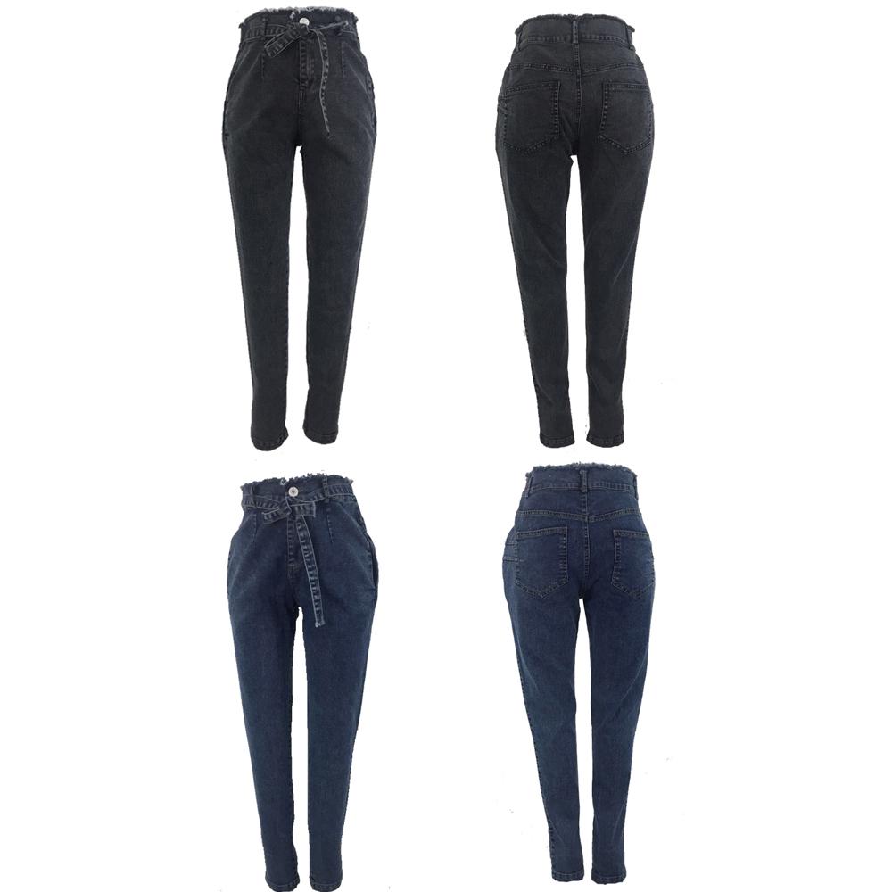 Høy midje jeans for kvinner Slim Stretch Denim Jean Bodycon Duskbelte Bandasje Skinny Push Up Jeans Kvinne Klær 4XL 5XL