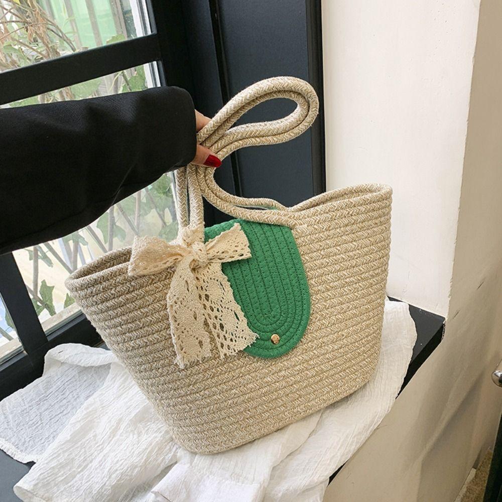 

Large Capacity Tote Bag Handmade Handbag High Quality Picnic Basket Summer
