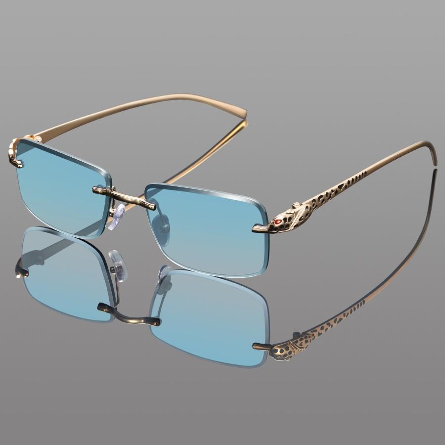 Fashion Rimless Rectangle Sunglasses Women Gradient Y2K Sun Glasses Shades Men UV400