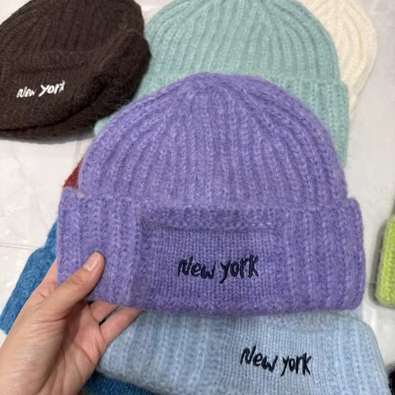 Internet celebrity trendy brand letter embroidery thin age-reducing wool hat women's autumn and winter warm niche knitted hat cold hat versatile
