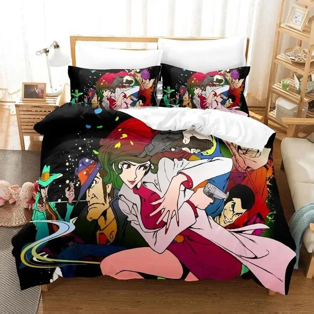 Anime Lupin Third Mine Fujiko Bedding Set Boys Girls Twin Queen Size Duvet Cover Pillowcase Bed Kids Adult Home Textileextile
