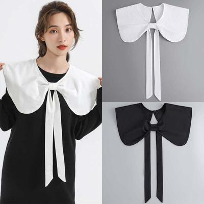 French Pure Cotton Big Bow, Two Decorative Fake Collars In Spring And Summer, Simple And Atmospheric Shawl With Women Outside