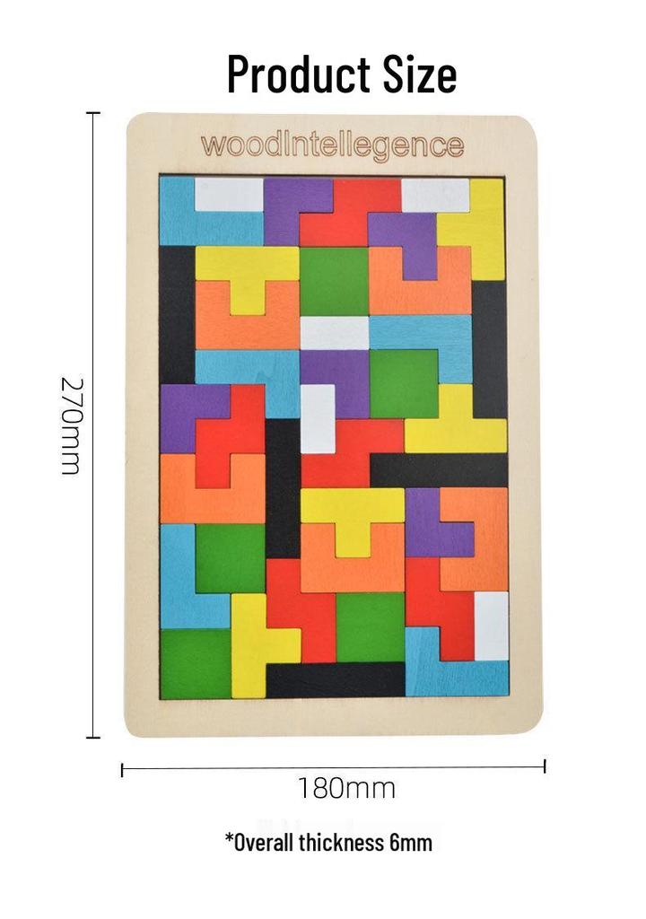 Wooden Magnetic Tetris Blocks - Educational 3D Puzzle Toy for Children