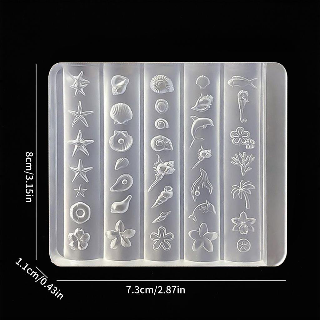 Professional Sea Series Nail Art Molds Small Accessories Mold Nail Decorative Moulds for Salon Manicure Decorations