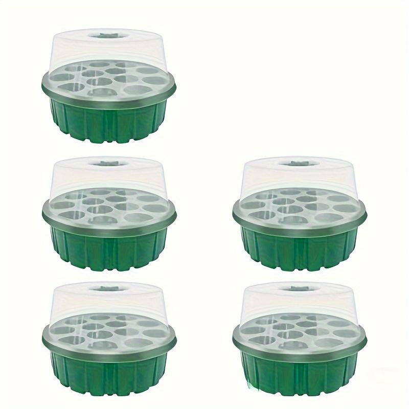 1pc 13-Hole Round Seedling Box - Hydroponic Planting Tray with Clear Grid Lid, Lightweight Durable Plastic for Succulents,Bean Sprouts,Vegetable Seeds