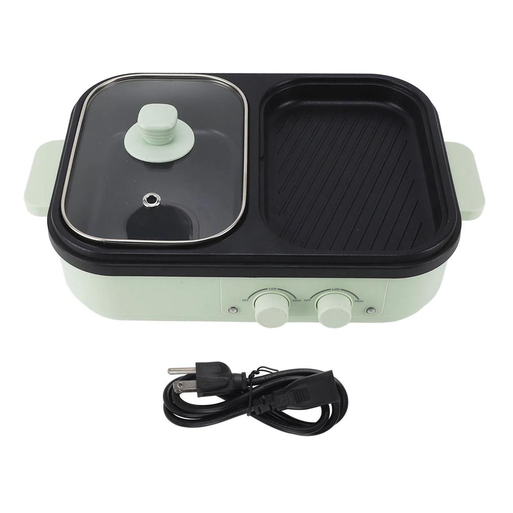 Dual Use Electric Cooker Electric Fry Pot Energy Saving Uniform Heating Easy Cleaning 1300W with Lid for Indoor Outdoor Cooking