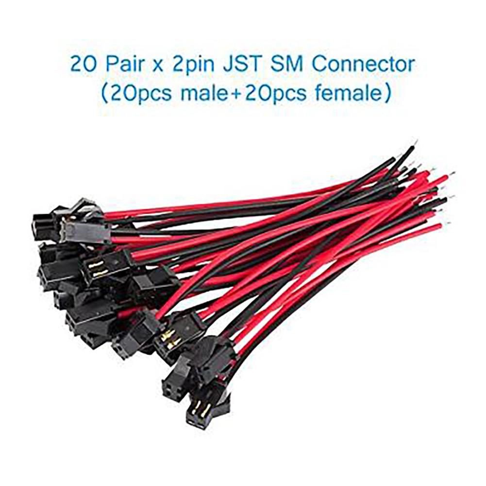 2Pin SM Connector Male 2.2mm/0.09\" 20 Pairs 22 Wire Connector