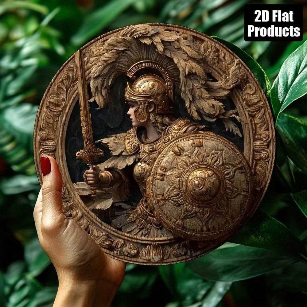 Metall Wandkunst Antiker Griechischer Hoplit Rund 8x8 Zoll für Bar Dekor