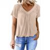 Women's Fashion Casual Summer Spring Solid Color Print Short Sleeve V-Neck Blouses  Shirts