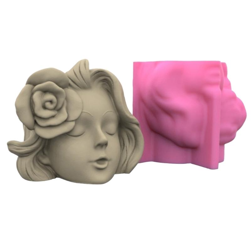 Rose Girl Concrete Silicone Pot Mold Succulent Flowerpot Clay Cement Plaster Molds DIY Home Garden Flower Pots Mould