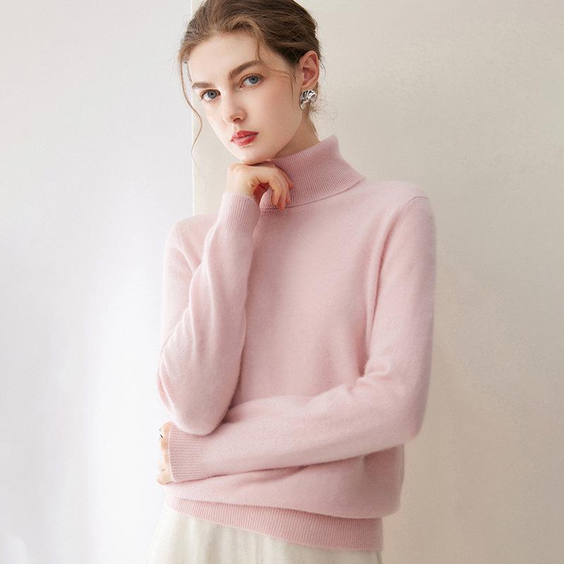 Women's Plus Size 100% Cashmere Knit Long Sleeve Sweater - Autumn/Winter Base Layer Top