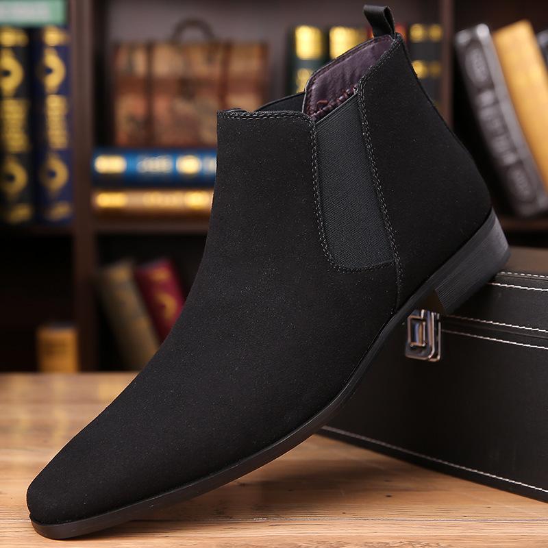 

Men s Retro Classical Chelsea Boots Cow Suede Genuine Leather Mens Fashion Ankle Short Boot High-Top Casual Shoes for Men 39 чорний