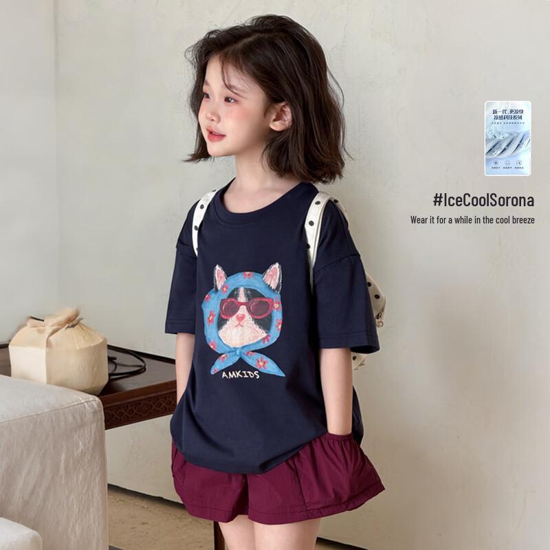 TuTuXiaXiang Girls  Cartoon Print Short Sleeve T-Shirt 130