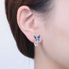 S925 Silver Dreamy Blue Butterfly Earrings Hoop Earrings Women Jewelry Trendy Anniversary Gifts