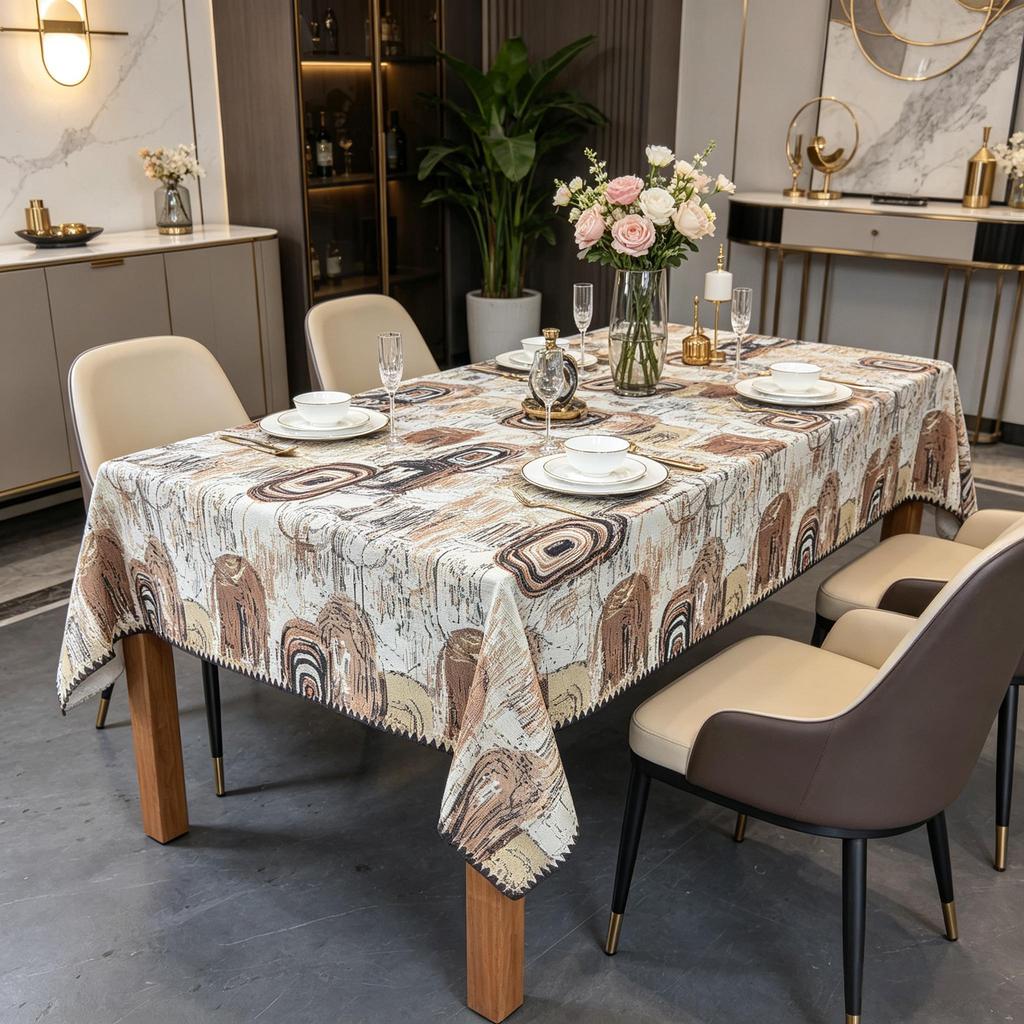Home Dining Kitchen Party Classic Style Cotton Linen Rectangle Soft Washable Table Cover Decorative Table Cloth