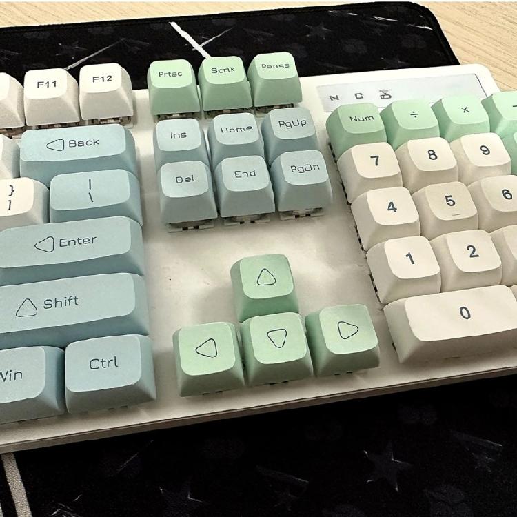 137PCS XDA PBT Keycaps with Heat Sublimated  Ice Mint Theme for Mechanical Keyboard Enthusiasts