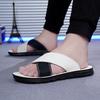 Men Brown Flats Slippers Summer White Wide Head Roman Sandals Retro Black Leather Beach Shoes Plus Size