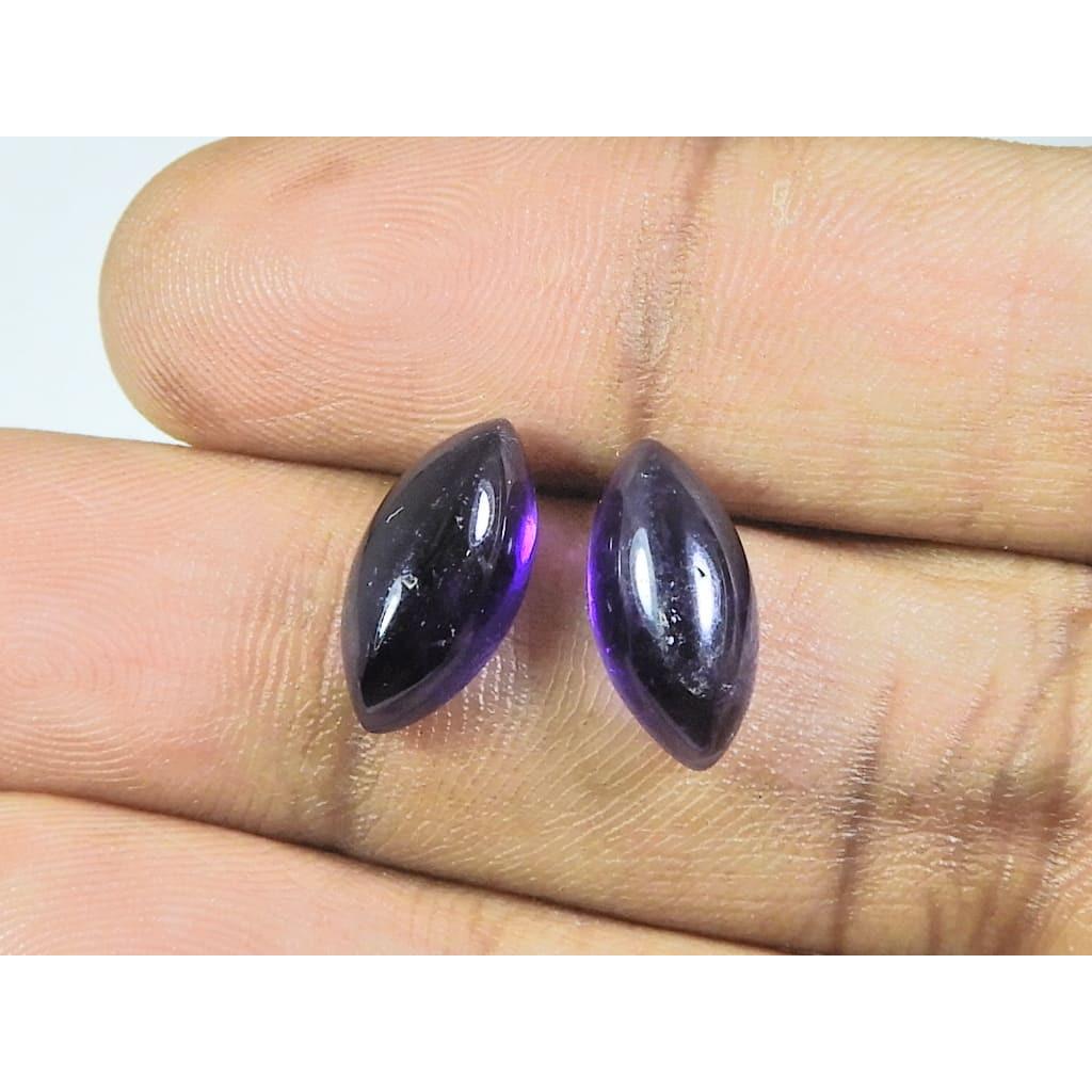 

Кольцо с натуральным аметистом 7X14 мм, размер, кабошон «маркиза», россыпь драгоценных камней, лот из 2 шт. A-455