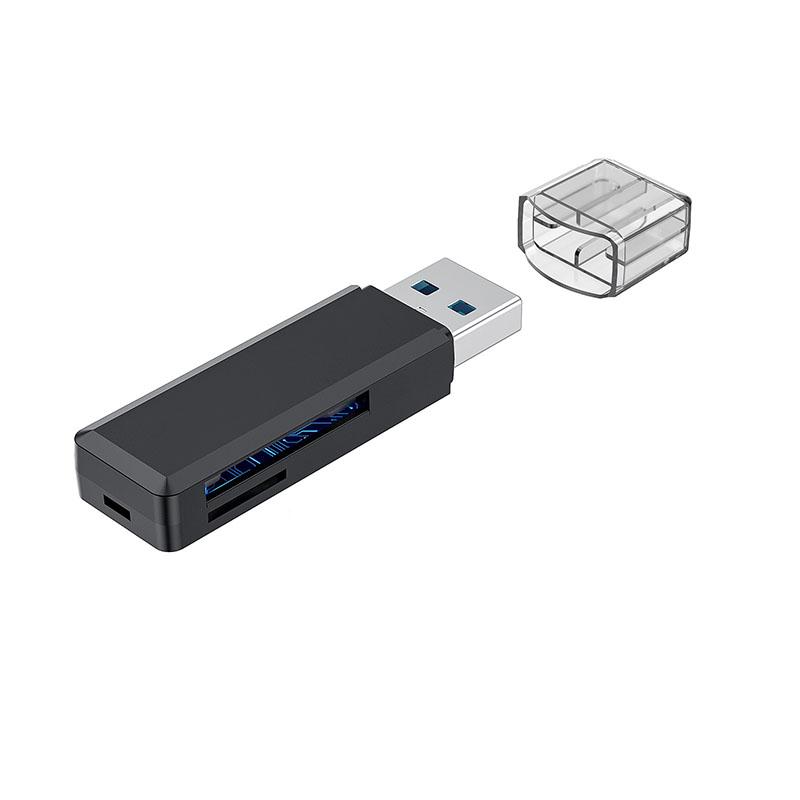 

USB 3.0 Картридер Micro SD HC XC TF MIMC RSMMC Устройство для записи карт памяти Адаптер-донгл со светодиодной подсветкой для компьютера и ноутбука Расширитель памяти чёрный
