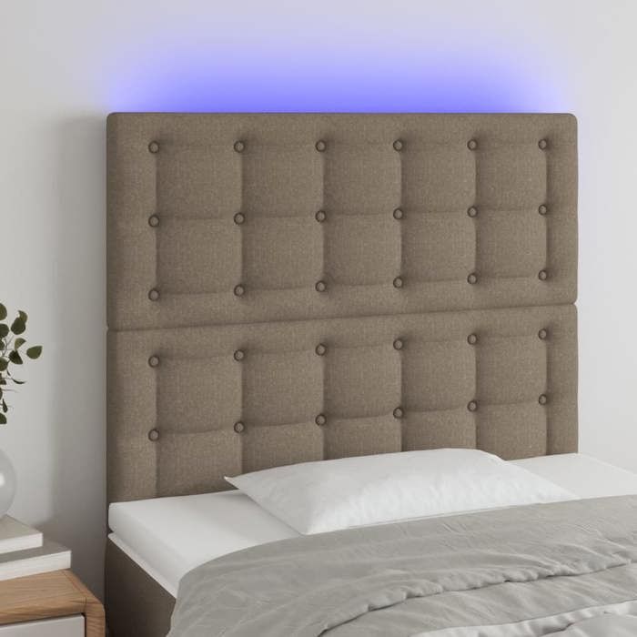 VidaXL Tête de Lit à LED Meuble de Chambre à Coucher Accessoire de Lit Simple Tête de Cadre de Lit Intérieur Taupe 3122844