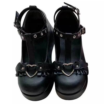 Botas plataforma femininas gótico punk sapatos lolita senhoras cunhas saltos grossos bonito jk retro harajuku 35-43 plus size