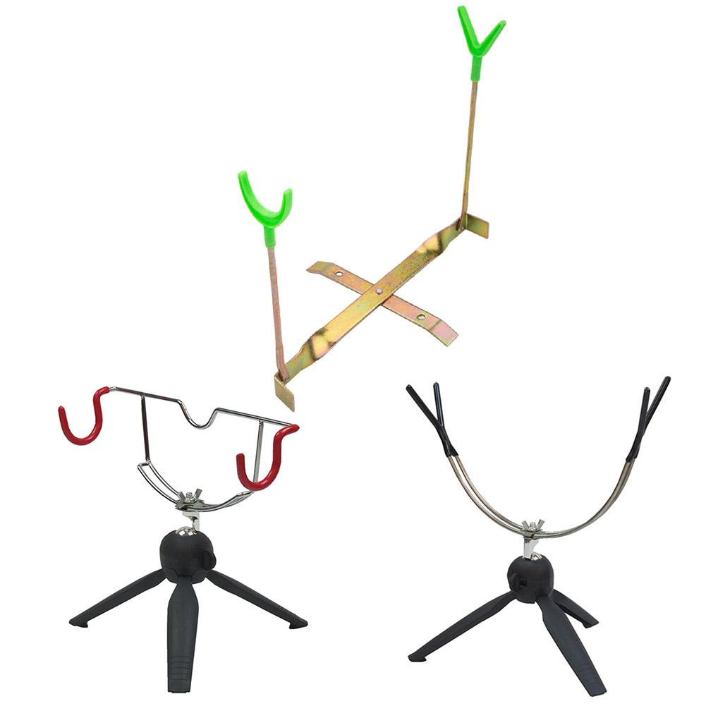 Portable Ice Fishing Rod Holder Double-Head Fish Pole Holder Adjustable Angle Metal Folding Rod Holder for Fishing Gear Winter S
