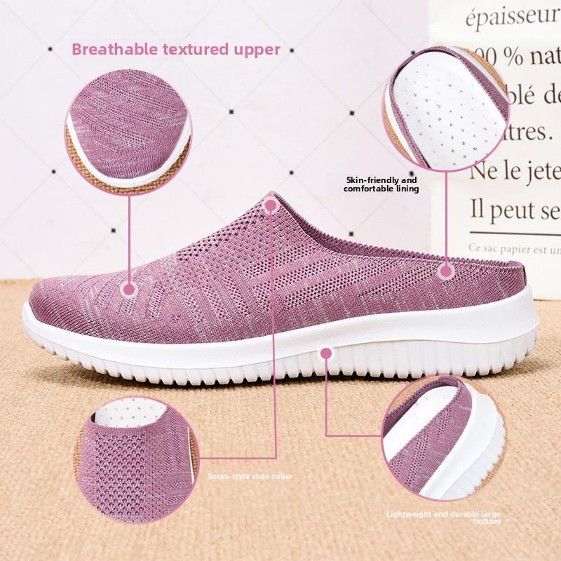 Women's Oversized Cloth Shoes, Breathable Fly Woven Shoes, Soft Soled Casual Shoes