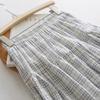 Women's French Romantic Seersucker Checkered A-Line Umbrella Midi Skirt - Light Blue & White Paneled Flared Hem for Summer