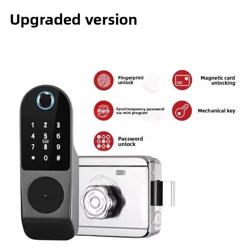Fingerprint Lock Password Fingerprint Integrated Door Lock Wiring-free Remote Control Lock Rental Room Swipe Card Smart Bull Head Lock Smart Lock