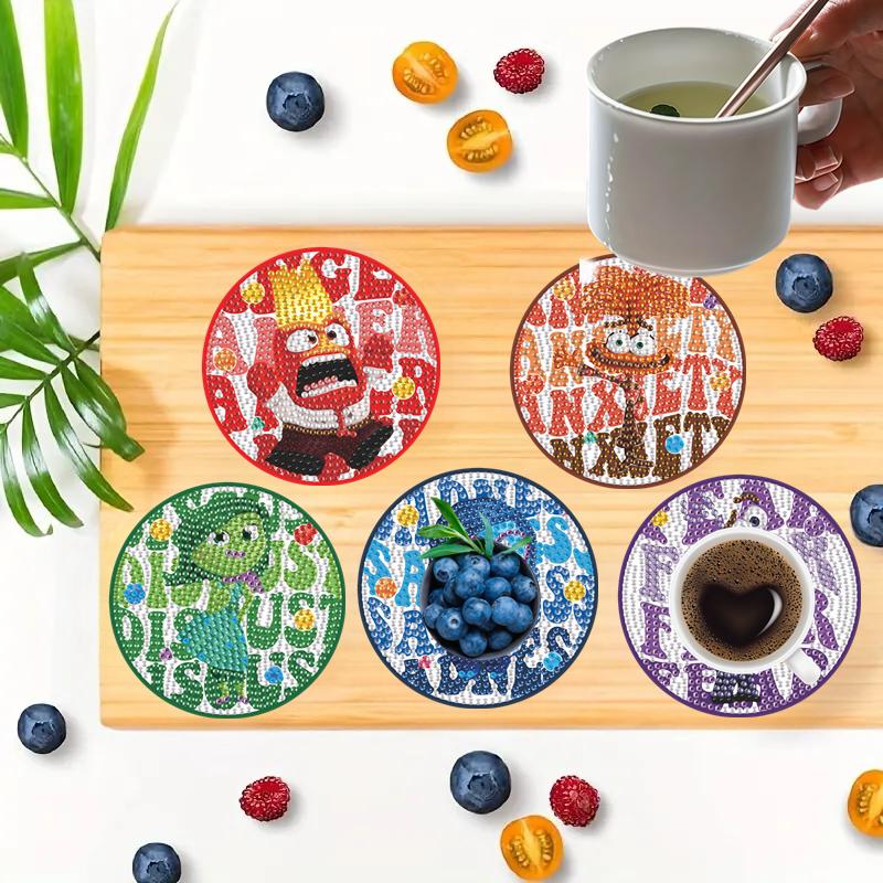 8 szt./zestaw Podkładki DIY do malowania diamentami z uchwytem Antypoślizgowe drewniane podkładki ociekowe Kryształowe cyrkonie Diamentowe podkładki artystyczne dla dorosłych