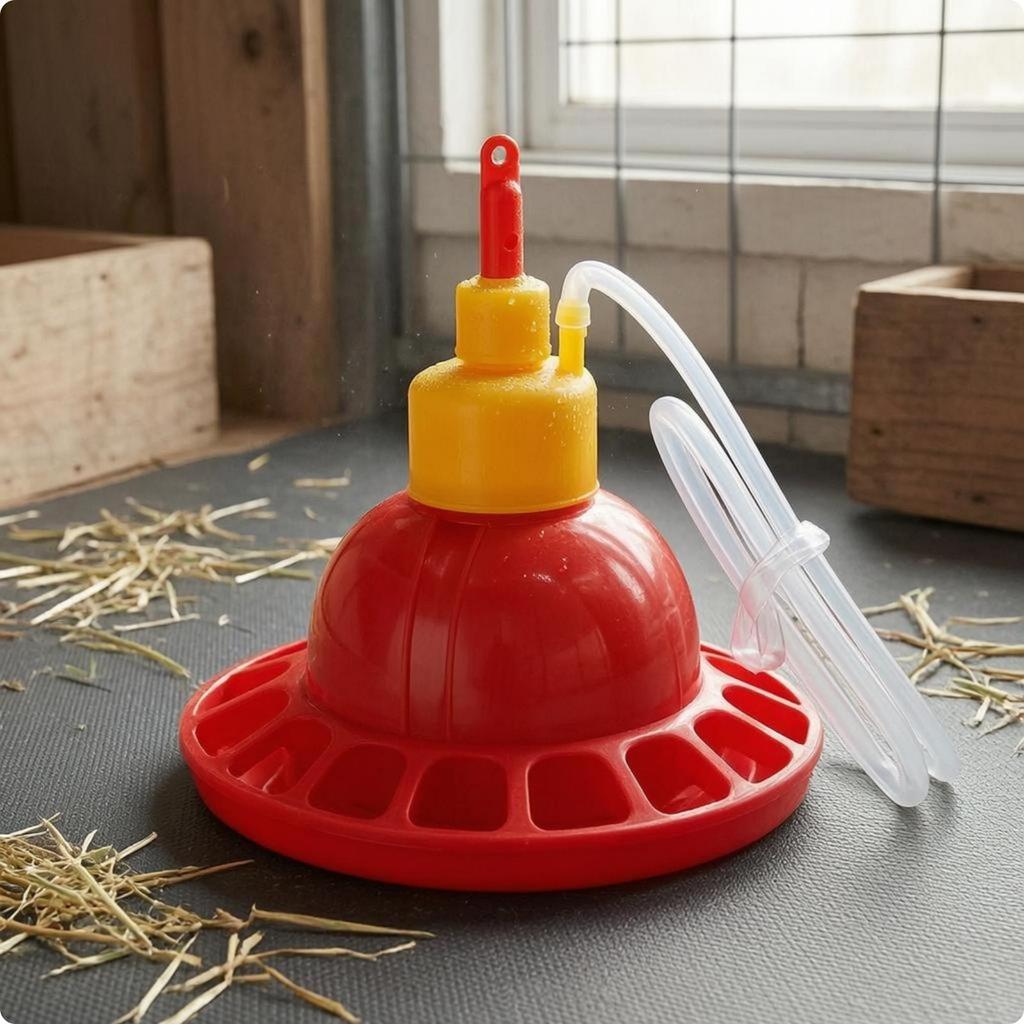 Avian Waterer Multiple Drinking Openings Drinker Red and Yellow Chicken for Chicks