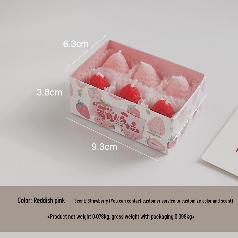 Handmade Cute Strawberry Scented Soy Wax Candle – Creative Birthday Party Favor Gift