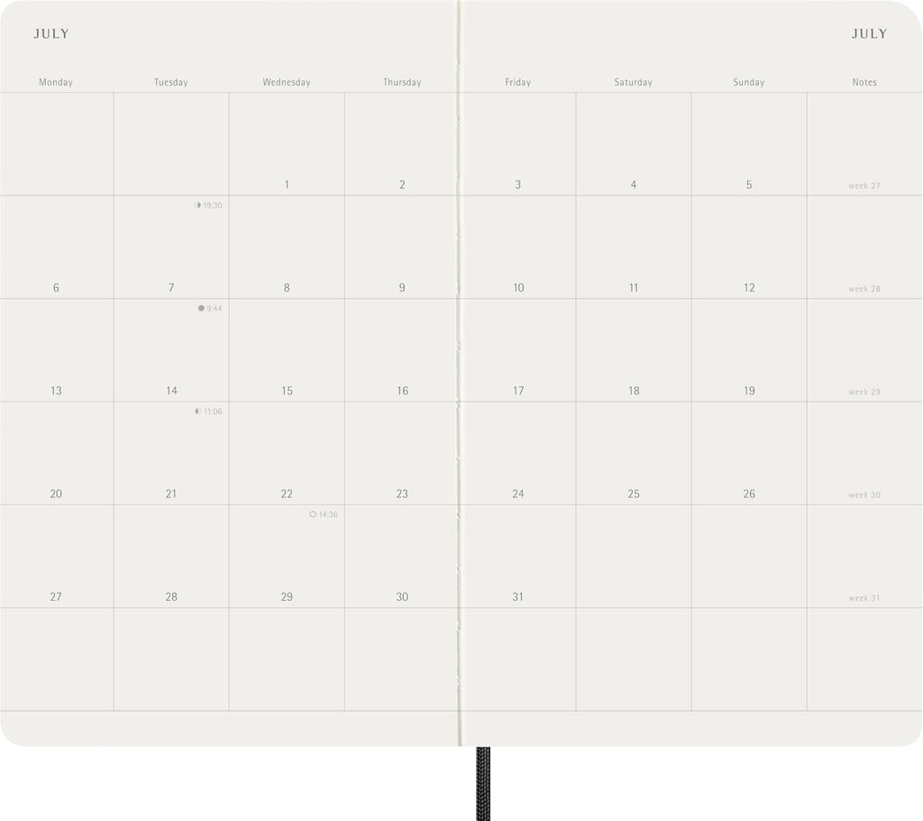 Moleskine 2026 Planner, January Start, 12-Month Monthly Diary, Large Size (13cm x 21cm), Soft Cover, Black, DSB12MN3Y26
