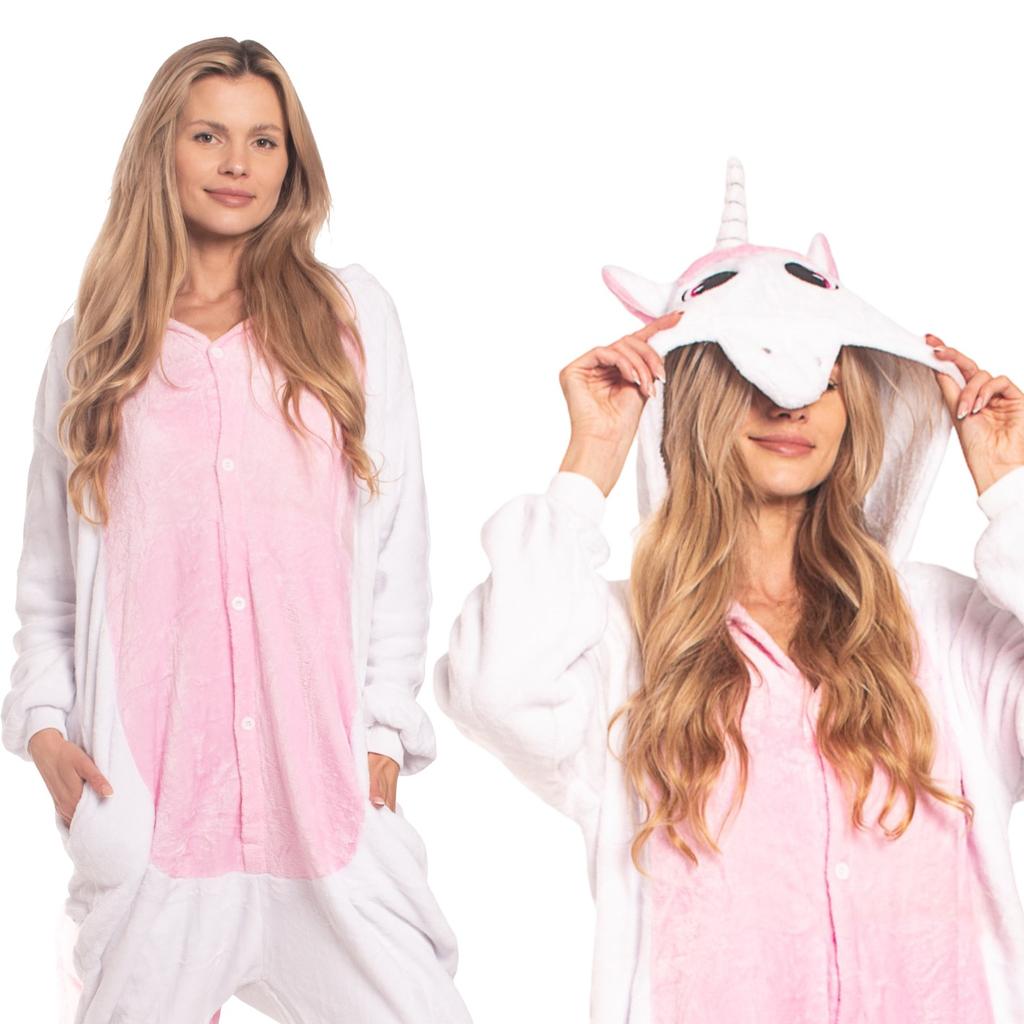 Piżama damska kombinezon kigurumi onesie jednorożec jasny róż 175-185 cm xl