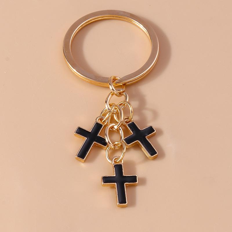 Cute Enamel Cross Keychain Jesus Religious Keyring for Women Girls Handbag Pendants DIY Key Chain Jewelry Gifts Accessories