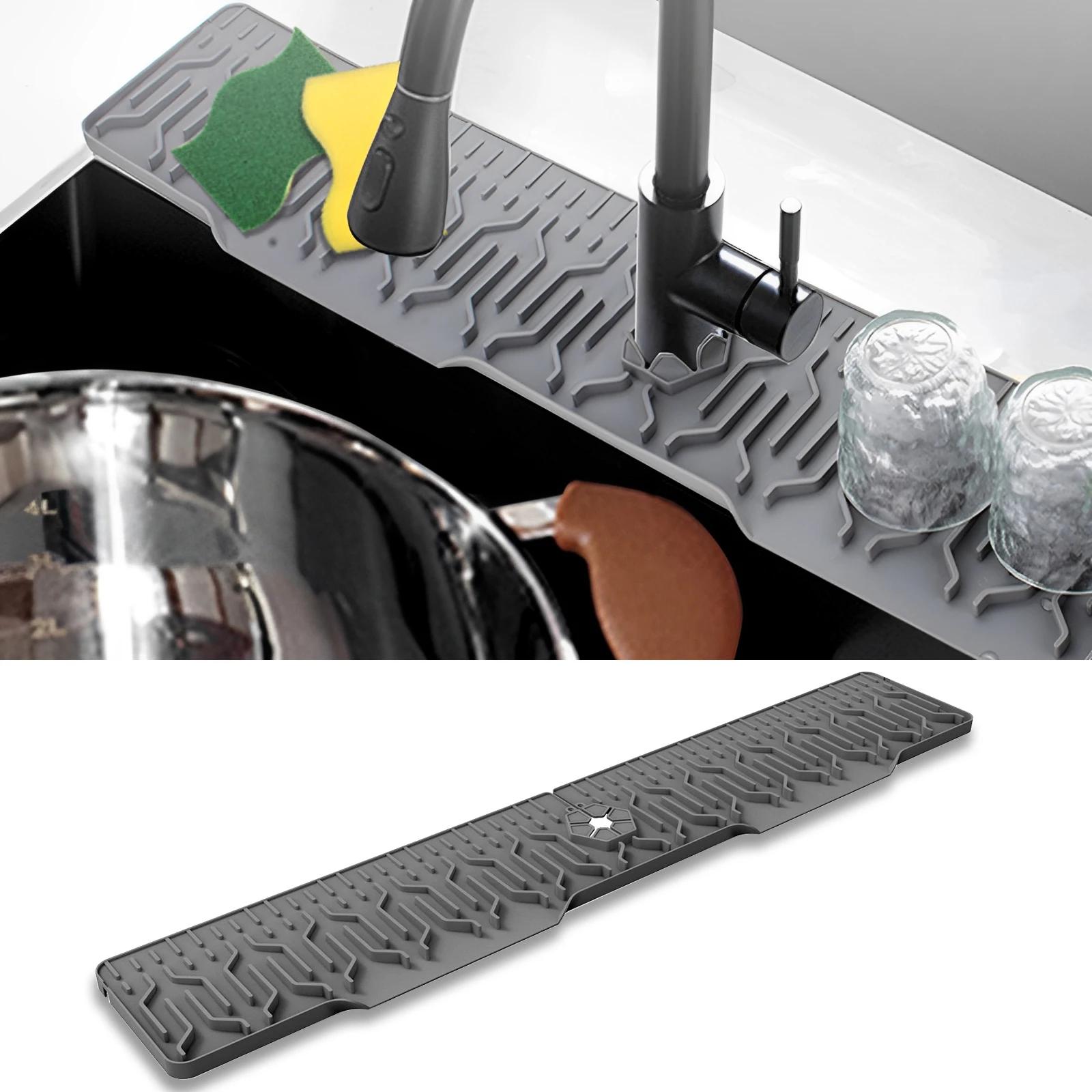 

Sink Splashing Guard Silicone Kitchen Faucet Splash Guards Drain Tray Mat Quick Dry Countertop Protector Mat Bathroom Gadgets