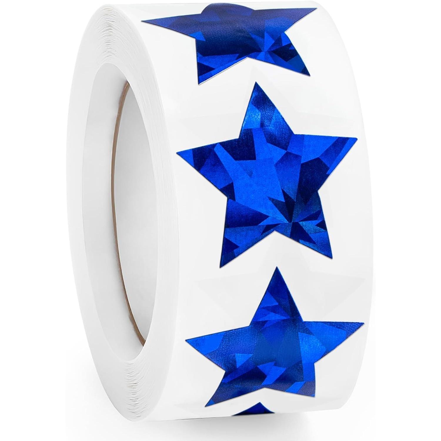 100-500pcs Blue Holographic Star Sticker Party Gift Wrapping Label Scrapbook Cartoon Rewards Stationery Stickers