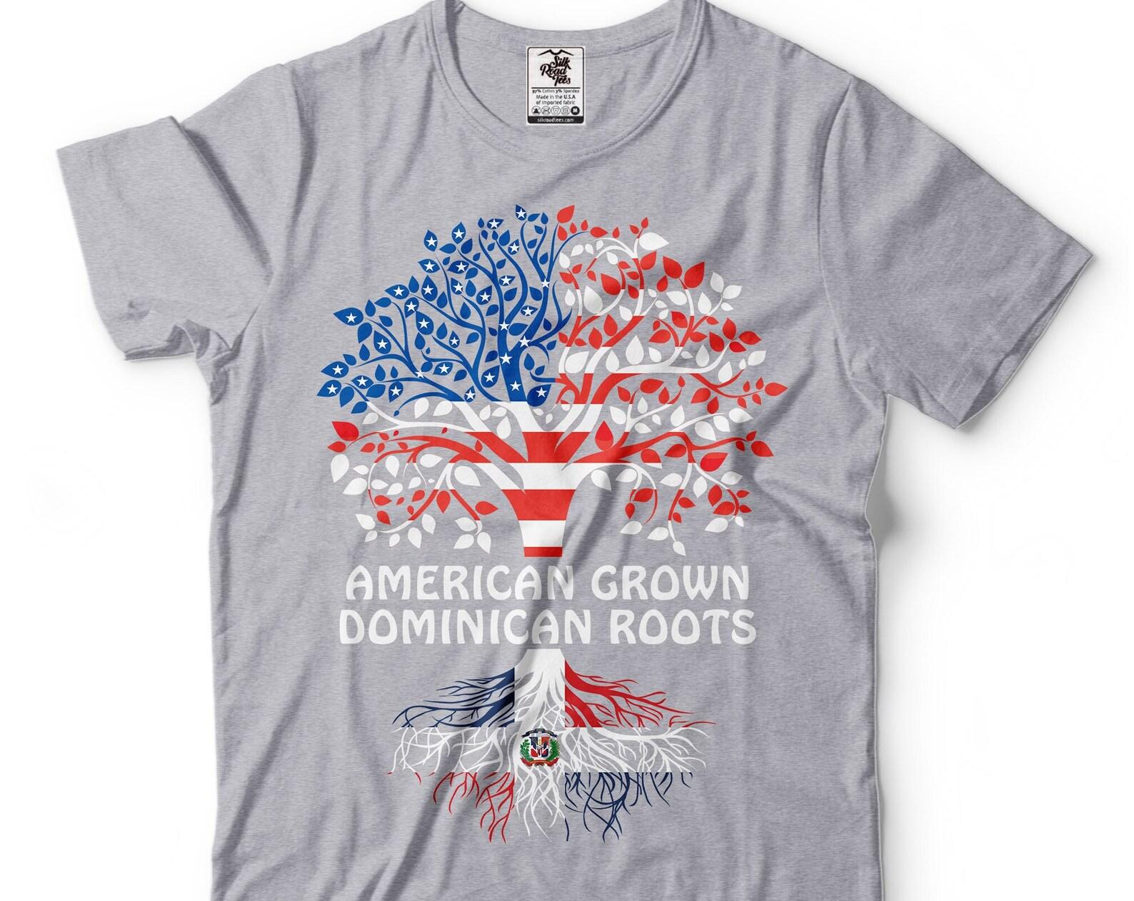 American Grown Dominican Roots T-Shirt: Unisex Flag Tree Design 4XL