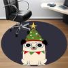 1pc Christmas Pug Office Round Area Rug, Indoor Mat Suitable ForOffice, Under Office Chairs Bedroom Living Room Home Decor, Room Deco T117
